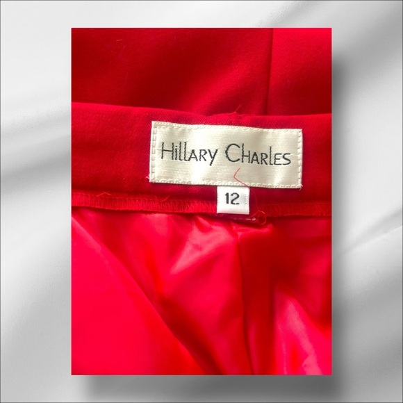 Hillary Charles Red S 12 Trouser Pant High Waist Wide leg Holiday Women Coquette - Picture 5 of 7